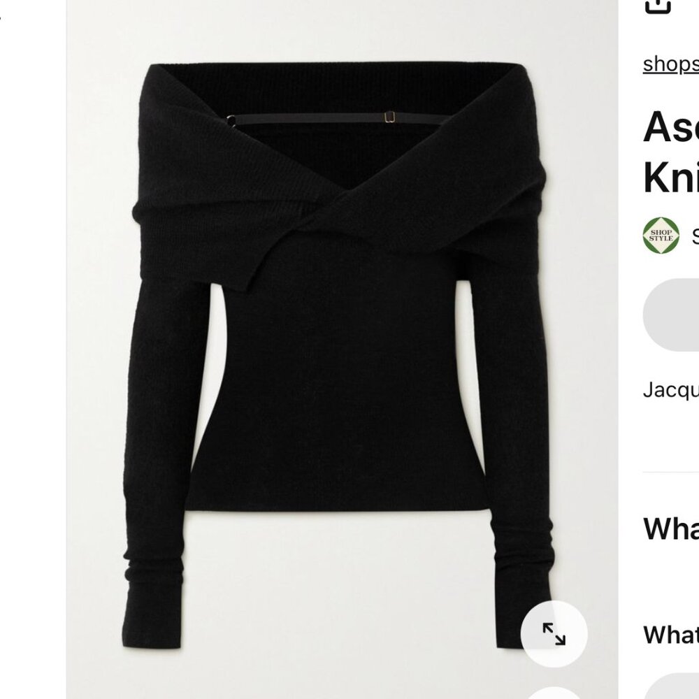 Jacqurmus Ascua off-shoulder knitted top, XS Black